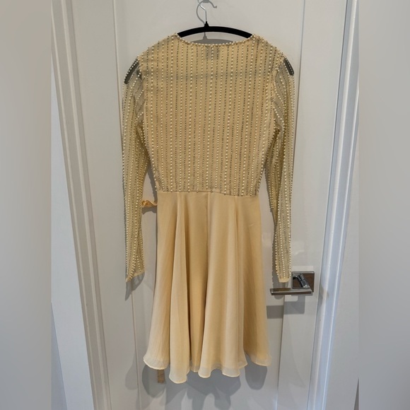 ASOS DESIGN Womens Linear Embellished Bodice Mini Dress Cream SIZE 4 pearls - Picture 12 of 13